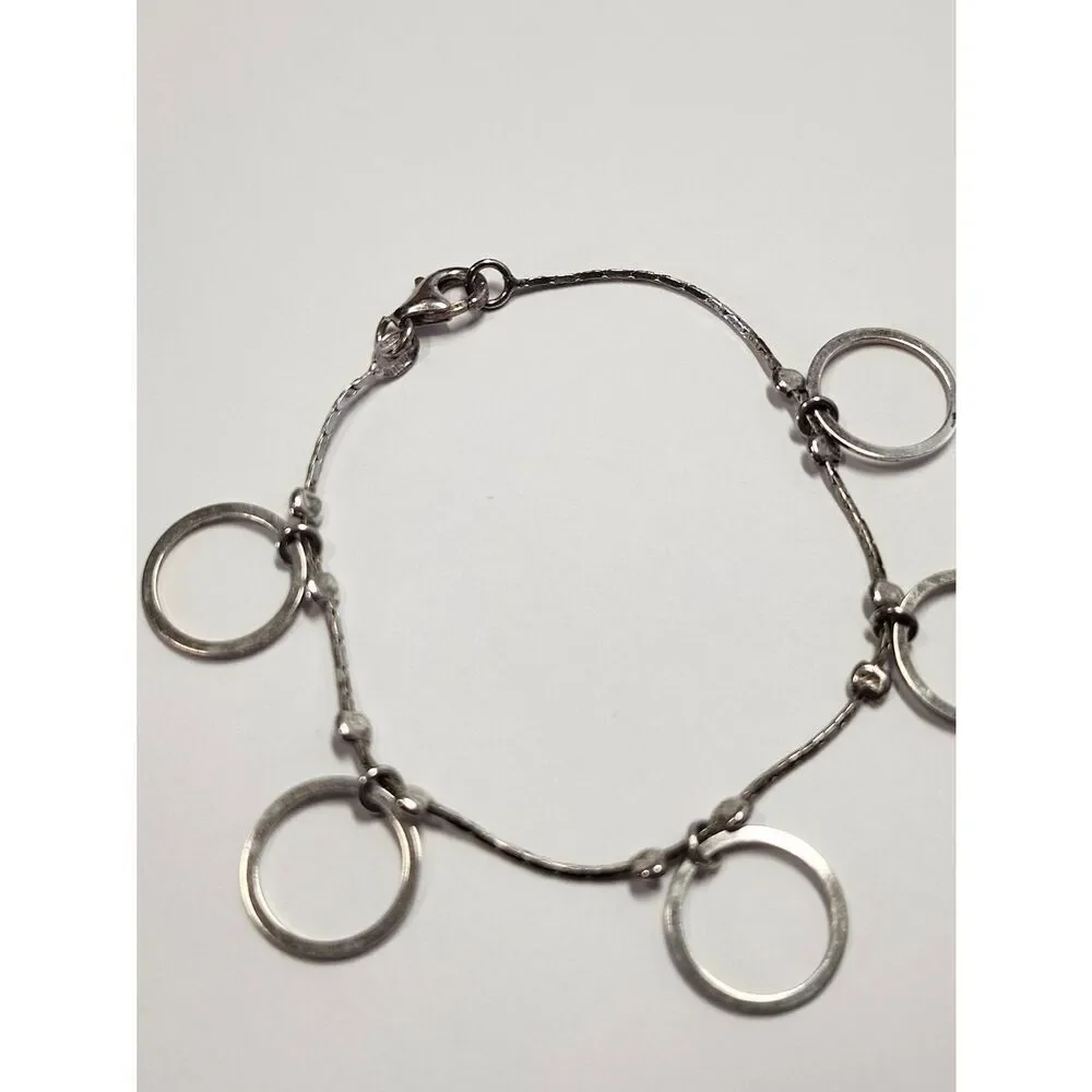 Sterling Silver 925 Circle Charm Bracelet - Women Jewelry